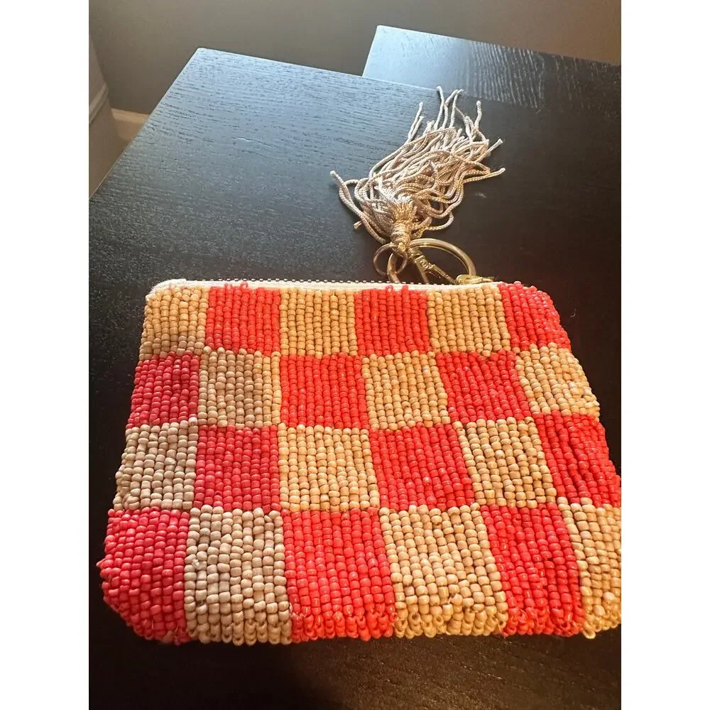 Anthropologie Beaded Heart Coin Purse